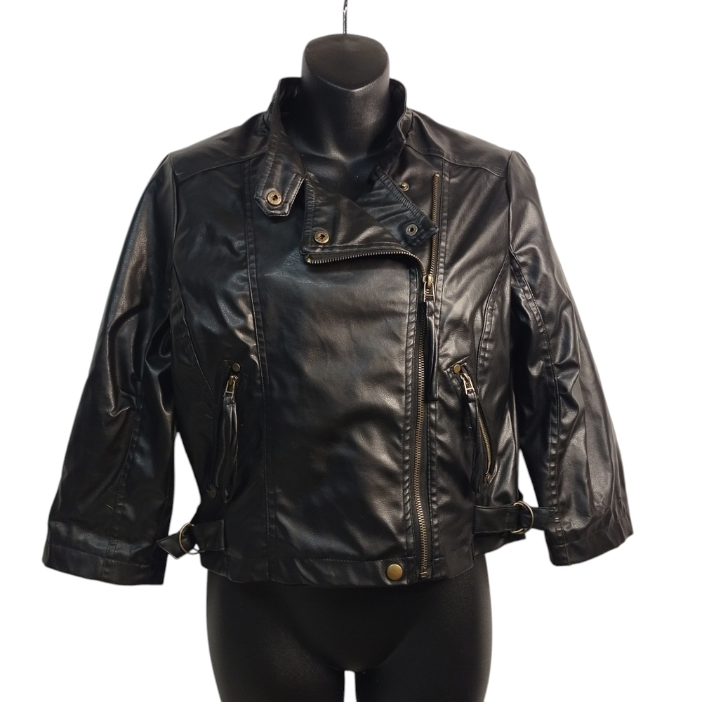 Wet Seal Jacket Women's Black Faux Leather Jacket Size L